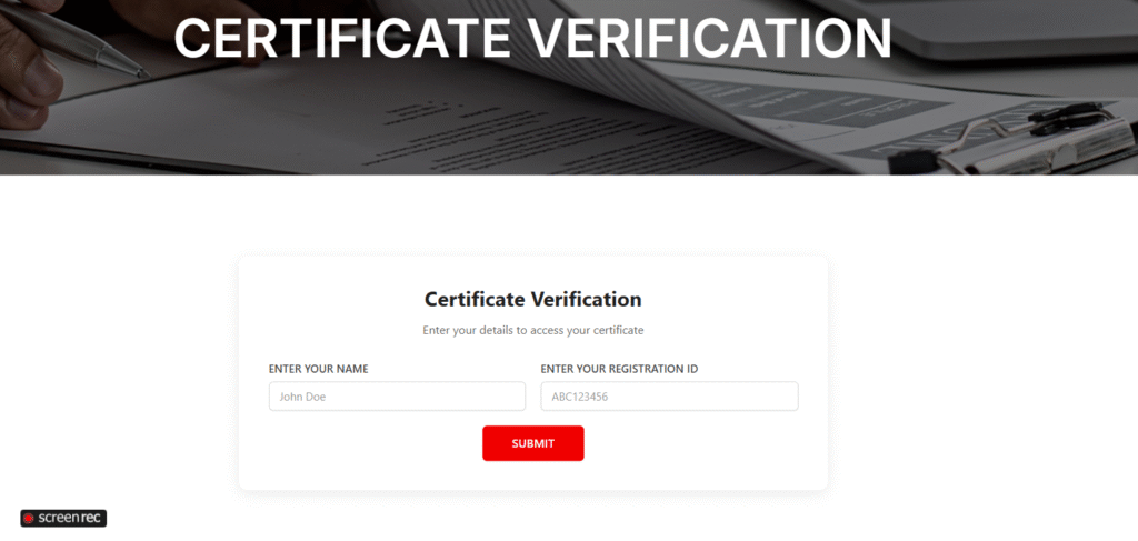 certificate verification u=with Advance search filtering